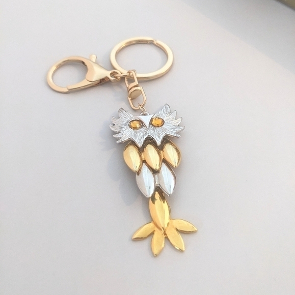 OWL Keychain |  Handcrafted | Made with New and Preloved Repurposed Jewelry - Picture 4 of 7